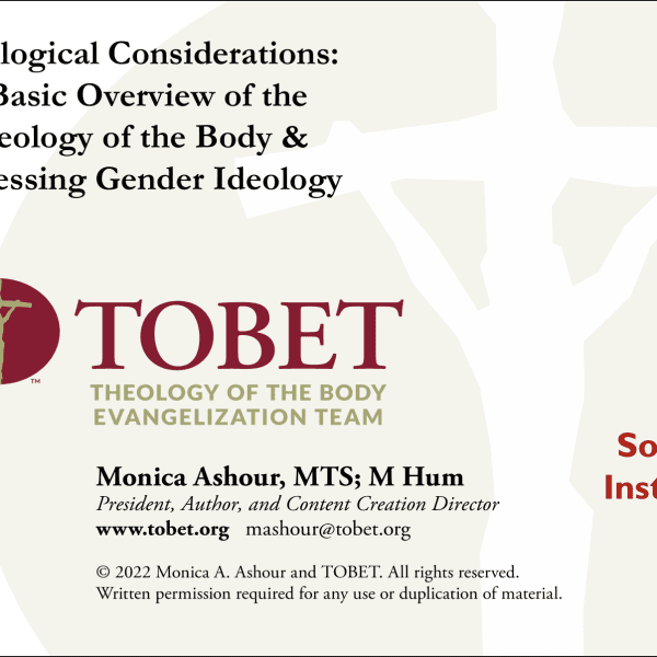 Sophia Institute Talks Arlington March 2024: Theological Considerations Slideshow by TOBET